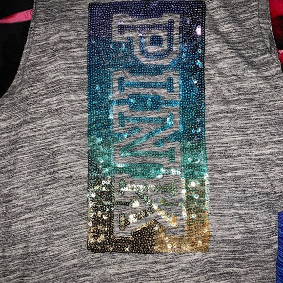 Victoria’s Secret Pink Small Bling Tank Top & Biker Shorts Set - Picture 2 of 5